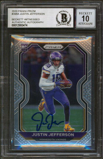 Vikings Justin Jefferson Authentic Signed 2020 Select #61 RC Card BAS  Slabbed