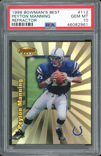 Autographed Peyton Manning Colts Football Slabbed Rookie Card Item