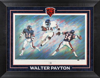 Press Pass Collectibles Bears Walter Payton Sweetness, 34 Signed Navy Blue Wilson Jersey BAS #AA03176