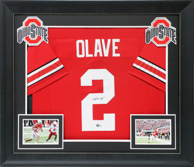 Ohio State Ezekiel Elliott Authentic Signed Red Pro Style Framed Jersey BAS  Wit