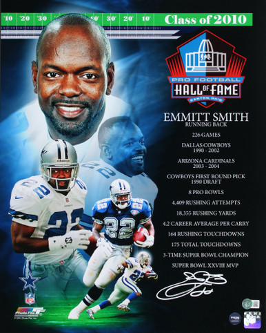 Emmitt Smith Autographed Dallas Cowboys Career Stat Jersey Framed