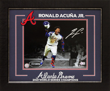 Ronald Acuna Jr. Signed 8x10 Atlanta Braves Baseball Spotlight Photo BAS
