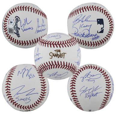 OML The Sandlot Babe Ruth Logo Baseball Signed by (6) With Tom Guiry,  Chauncey Leopardi, Shane Obedzinski, Marty York With Multiple Inscriptions  (Beckett COA)