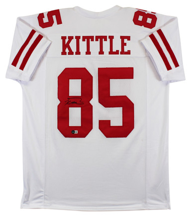 George Kittle Signed White Pro Style Framed Jersey w/ Dropshadow