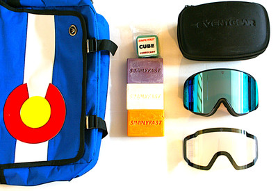Ambassador Package -Team Issue goggle set, wax, bike lube, and a very cool commuter/ computer travel bag with high-viz (reflective) Colorado flag