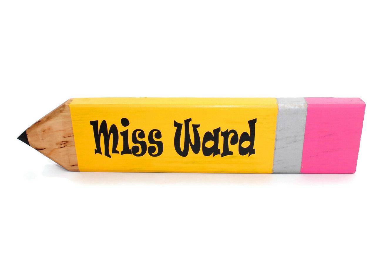 Personalized Giant Wood Pencil Teacher Desk Name Plate