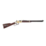 Henry Arms Firefighter Edition H004FM 22 Lever Action Rifle 16 round, 20 inch, with a silver Barrel and Brass picture