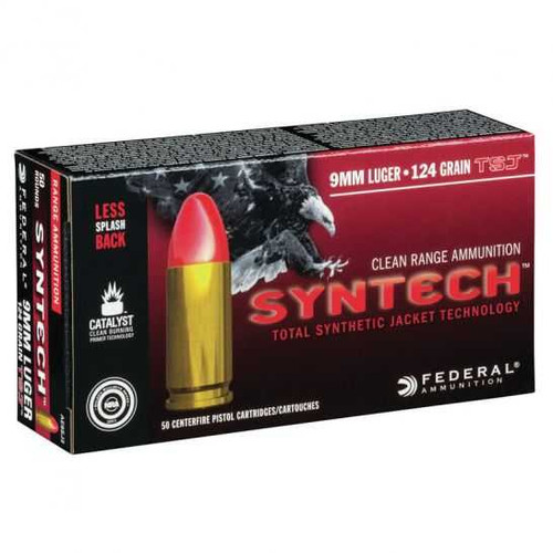 FEDERAL Federal American Eagle Syntech Range 9mmLuger 124gr Total Syntech Jacket Flat Nose 50 Per Box/10 Case - AE9SJ2 FEDRL-AE9SJ2