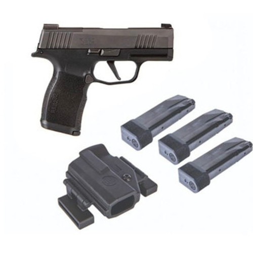 SIG P365X TACPAC 9MM PISTOL SEMI-AUTO 3.1IN BLACK FP:RMSC 3-12RD MAGS W/ HOLSTER