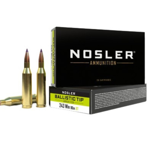 NOSLER HUNTING 243WIN 90GR SPITZER TIP 20RDS