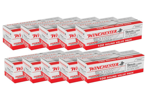 Winchester Ammo USA Value Pack 9mmLuger 115gr Full Metal Jacket 1000 Round Case - USA9MMVP