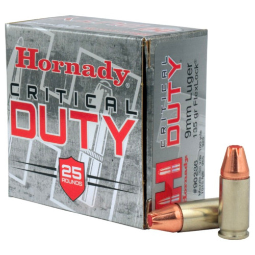 HORNADY CRITICAL DUTY 9MM 135GR POLYTIP FLAT TIP 25RD