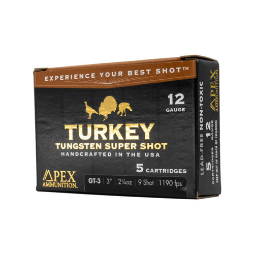 APEX AMMUNITION APEX GT3 12GA SHOTGUN AMMO 3IN 2 1/4OZ 9# TUNGSTEN 5RDS APEX-GT3#9