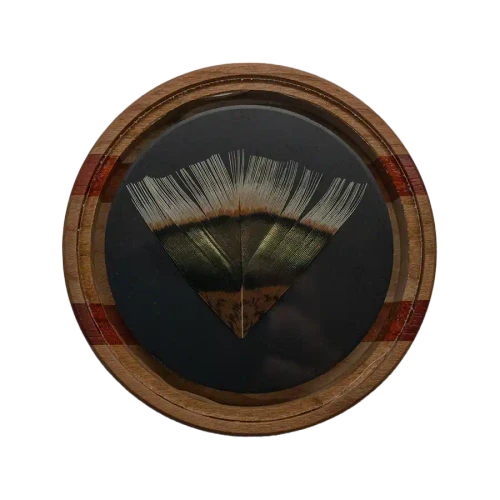 FOOT ON DA HEAD CRYSTAL | ALUMINUM SOUNDBOARD W/ FEATHER POT CALL FODH-CRYSTALALUMFEATHER