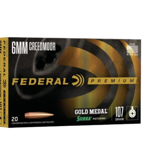 FEDERAL GOLD MEDAL SIERRA MATCHKING 6MM CREED 107GR HP 20RDS