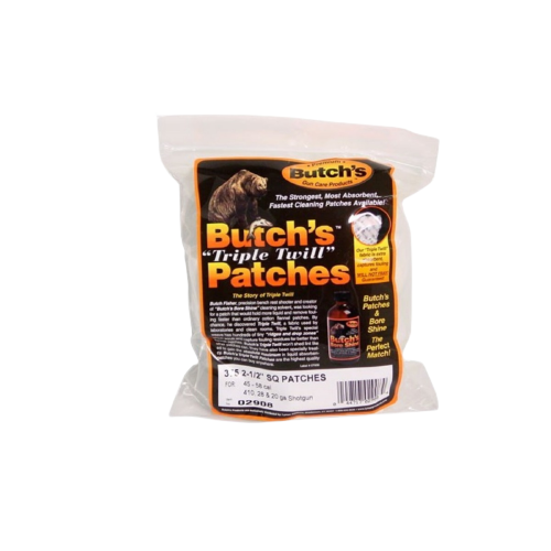 BUTCH'S BUTCH'S TRIPLE TWILL PATCHES .45 TO .58 CALIBER RIFLE, 2-1/2IN 375 PATCHES BUTCH-02908