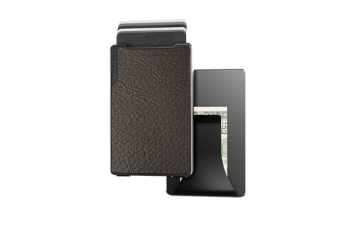 GROOVE LIFE GROOVE WALLET GUN METAL/BROWN LEATHER GROOVE-WLT2-202