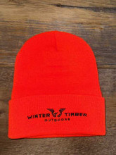 Winter Timber Outdoors Logo R18 Solid Blaze Orange Knit Beanie Cap WTO-18-BZ-O
