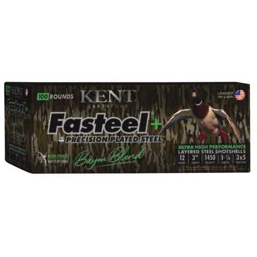 KENT KENT FASTEEL+ BAYOU BLEND 12GA SHOTSHELL 3IN 3X5# 1 1/4OZ 100 RDS KENT-CC123FSP36-3X5