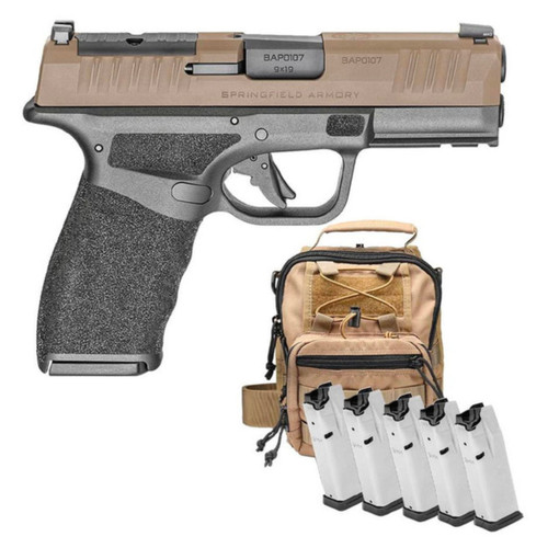 SPRINGFIELD HELLCAT PRO OSP PACKAGE 9MM PISTOL SEMI-AUTO 3.7IN FDE/BLACK FP:RMSC 5-15RD MAGS