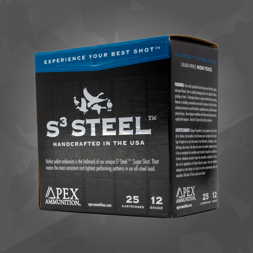 APEX AMMUNITION APEX S312 STEEL 12GA SHOTGUN AMMO 3IN 4# 1 1/4OZ 25RDS APEX-S3124