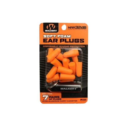 WALKERS NEON FOAM EARPLUGS 7 PAIRS ORANGE