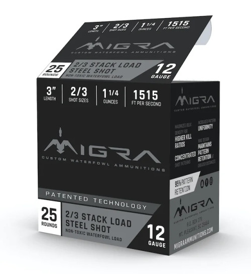 MIGRA STEEL SHOT 12GA 3IN 1-3/4OZ  2+3SHOT(DUPLEX) 25RD