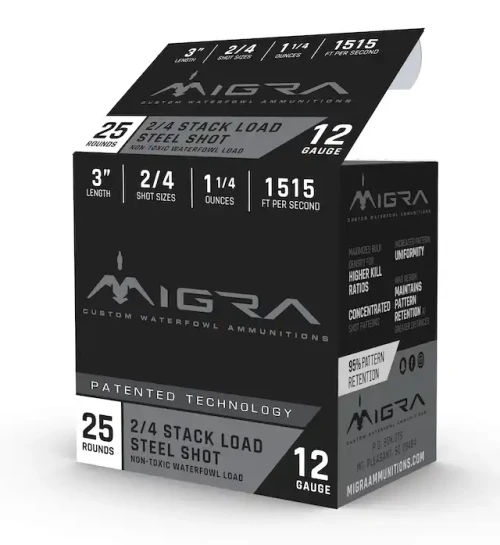 MIGRA MIGRA STEEL SHOT 12GA 3IN 1-3/4OZ 2+4SHOT (DUPLEX) 25RD MIGRA-M-12S2-4