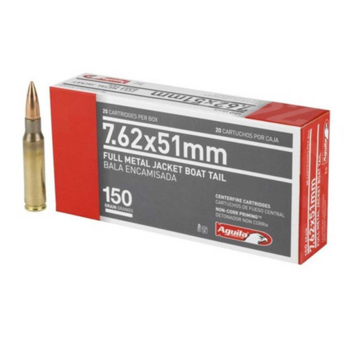 AGUILA Aguila Rifle Ammunition 7.62x51mm 150gr FMJBT 2750 fps 20 Rounds - 1E762110 AGUILA-1E762110