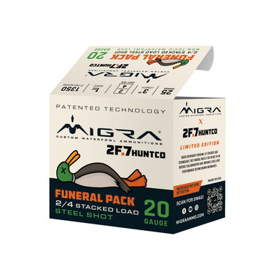 Migra 2F.7 Funeral Pack 20 Gauge 3" #2/#4 Stacked Steel Shot, 1oz, 250 Round Case (M-20S-2F.7)