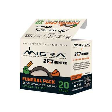 MIGRA Migra 2F.7 Funeral Pack 20 Gauge 3" #2/#4 Stacked Steel Shot, 1oz, 250 Round Case (M-20S-2F.7) MIGRA-M-20S-2F.7CASE