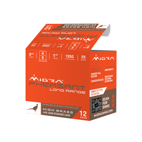 MIGRA MIGRA PHEASANT LR 12GA 2 3/4IN 1 1/4OZ 4/6# 250RD MIGRA-M-12P4-6 CASE