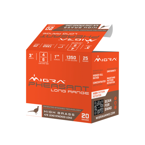 MIGRA MIGRA PHEASANT LR 20GA 2 3/4IN 1 1/4OZ 4/6# 250RD MIGRA-M-20P4-6 CASE