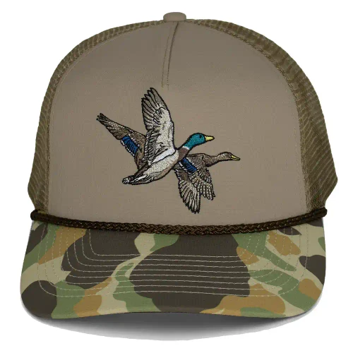 PARAMOUNT OUTDOORS MALLARD DRAKE PAIR OLD SCHOOL CAMO 5-PANEL TRUCKER PMOUNT-PAO1112-DKC