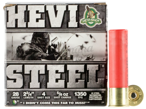 HEVI SHOT HEVI STEEL 28GA AMMO 2.75IN 5/8OZ 4# 250RDS HEVISH-HS62804CASE