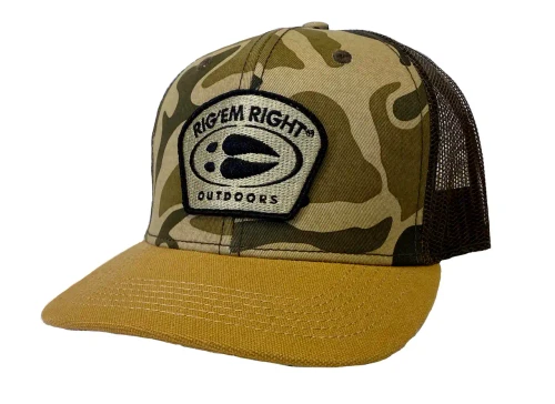RIG EM RIGHT OLD SCHOOL CAMO HAT- HOOF LOGO 005-OCH