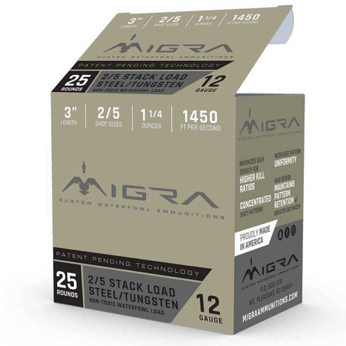 MIGRA 20GA 1OZ 3IN #2 STEEL/#5 TUNGSTEN STAXD LOAD 25RD MIGRA-M-M20ST2-5