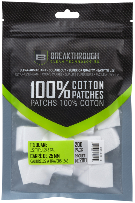 Breakthrough Clean Square Patches .22-243 Cal 200 pieces - BTCPS1200