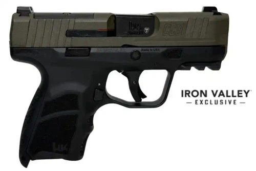 H+K CC9 Micro Compact 9mm 3.32" OR Front NS Green Black (2) 10-rd - 81001400 HK-81001400