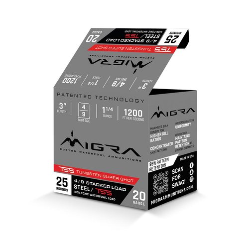 MIGRA Migra Ammunition TSS/Steel Blend Waterfowl 20 Gauge Shotshells - 25 Round Box MIGRA-20ST4-9