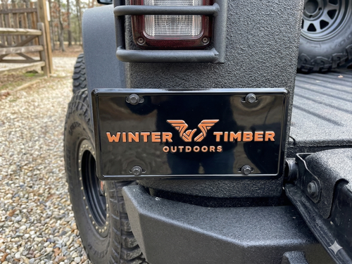 WINTER TIMBER Winter Timber Outdoors License Plate - Black w/ Orange Logo WTO-25WT-022