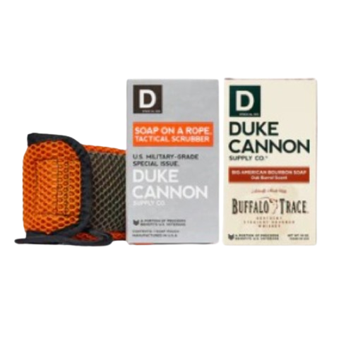 DUKE CANNON TACTICAL SCRUBBER SET SOAP OAK BARREL 20OZ