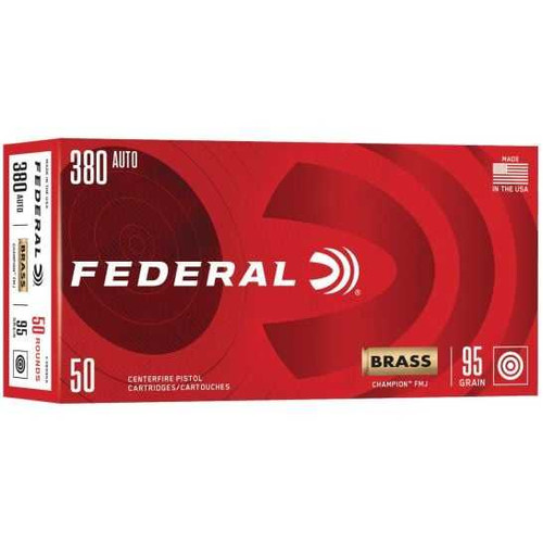 FEDERAL Federal Champion 380ACP 95gr Full Metal Jacket 50 Per Box/20 Case - C38095A FEDRL-C38095A