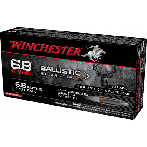Winchester Ammo Ballistic Silvertip 6.8 Western 170gr Rapid Controlled Expansion Polymer Tip 20 Per Box