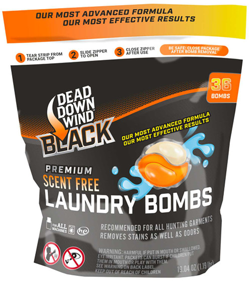 DEAD DOWN WIND Dead Down Wind Black Premium Laundry Bombs Odor Eliminator Unscented Scent 36CT - 118418 DDW-118418