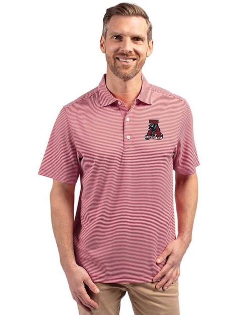 CUTTER & BUCK Cutter & Buck University of Alabama Forge Eco Double Stripe Recycled Polo Shirt FORGE ECO DOUBLE STRIPE RECYCLED POLO