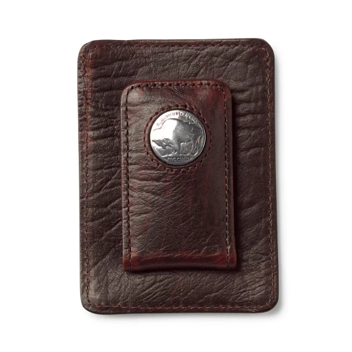 Orvis Bison Buffalo-Nickel Brown Leather Money Clip