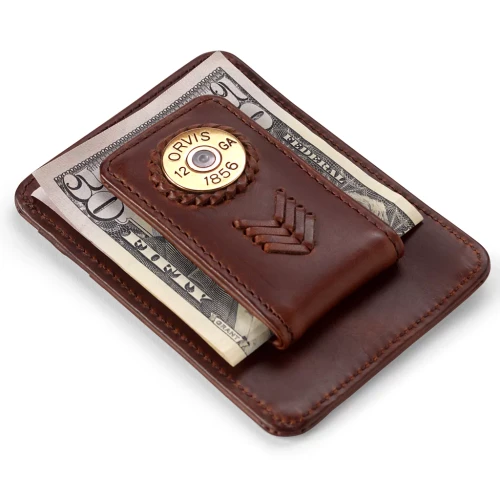 Orvis Shotshell Brown Leather Money Clip