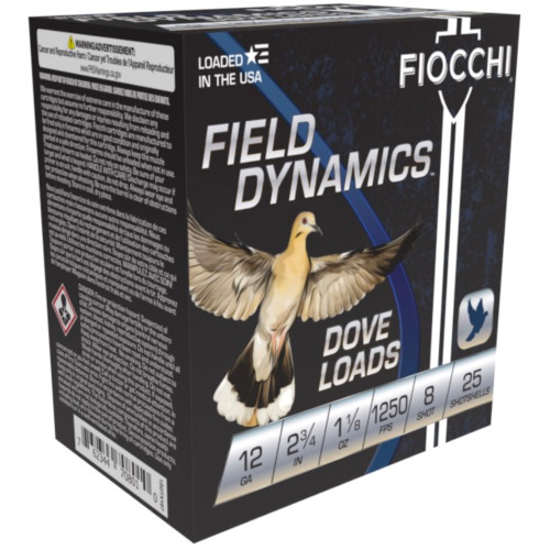 FIOCCHI FIELD DYNAMICS DOVE AND QUAIL 12GA 2.75IN 1-1/8OZ 8SHOT 250RDS