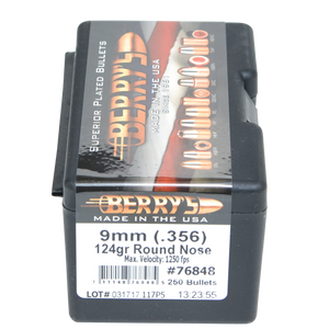 Berrys Superior, Berrys 76848 9mm .356 124gr Rn 250 Berrys Superior, Berrys 76848 9mm .356 124gr Rn 250